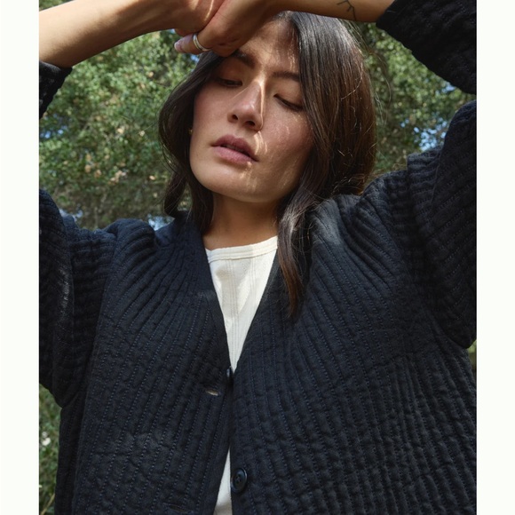 First Rite Black Button-Up Quilted Jacket - S - Picture 2 of 7